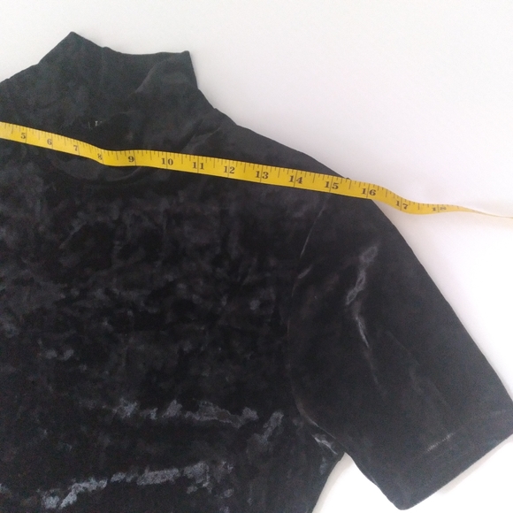 90's Nina Leonard black crushed velvet maxi dress size S, mock neck. Festive. - Picture 3 of 8